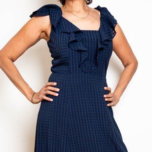 Donna Karan Collection Blue Ruffle Chiffon Sleeveless Dress, Size 2